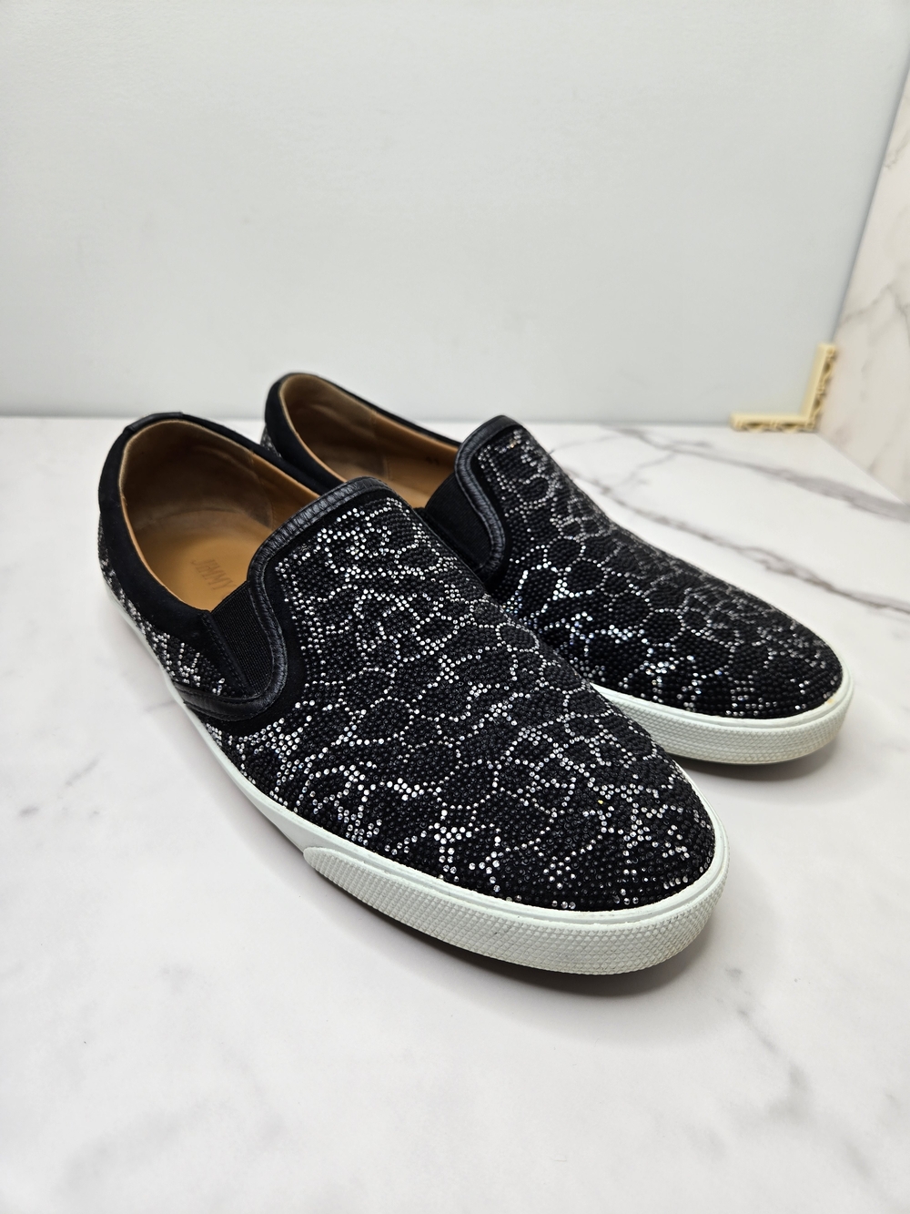 JIMMY CHOO Loafers Sneakers Rhinestone Slip On Size 41 Eu, 10 Us Made In Spain